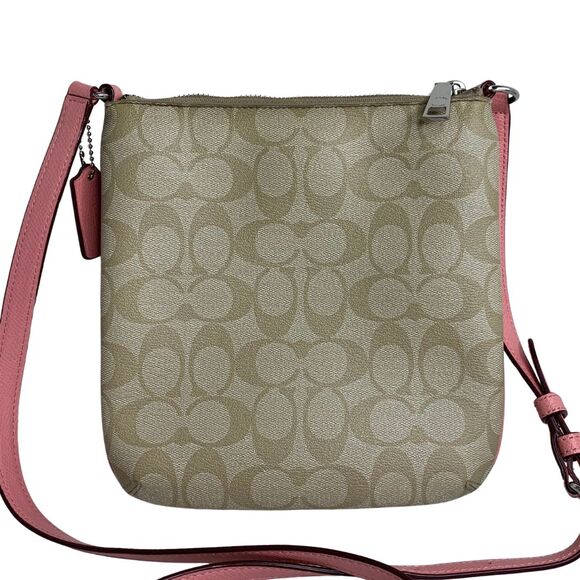 Coach Pink/Khaki Monogram Leather Crossbody Small - Picture 4 of 8